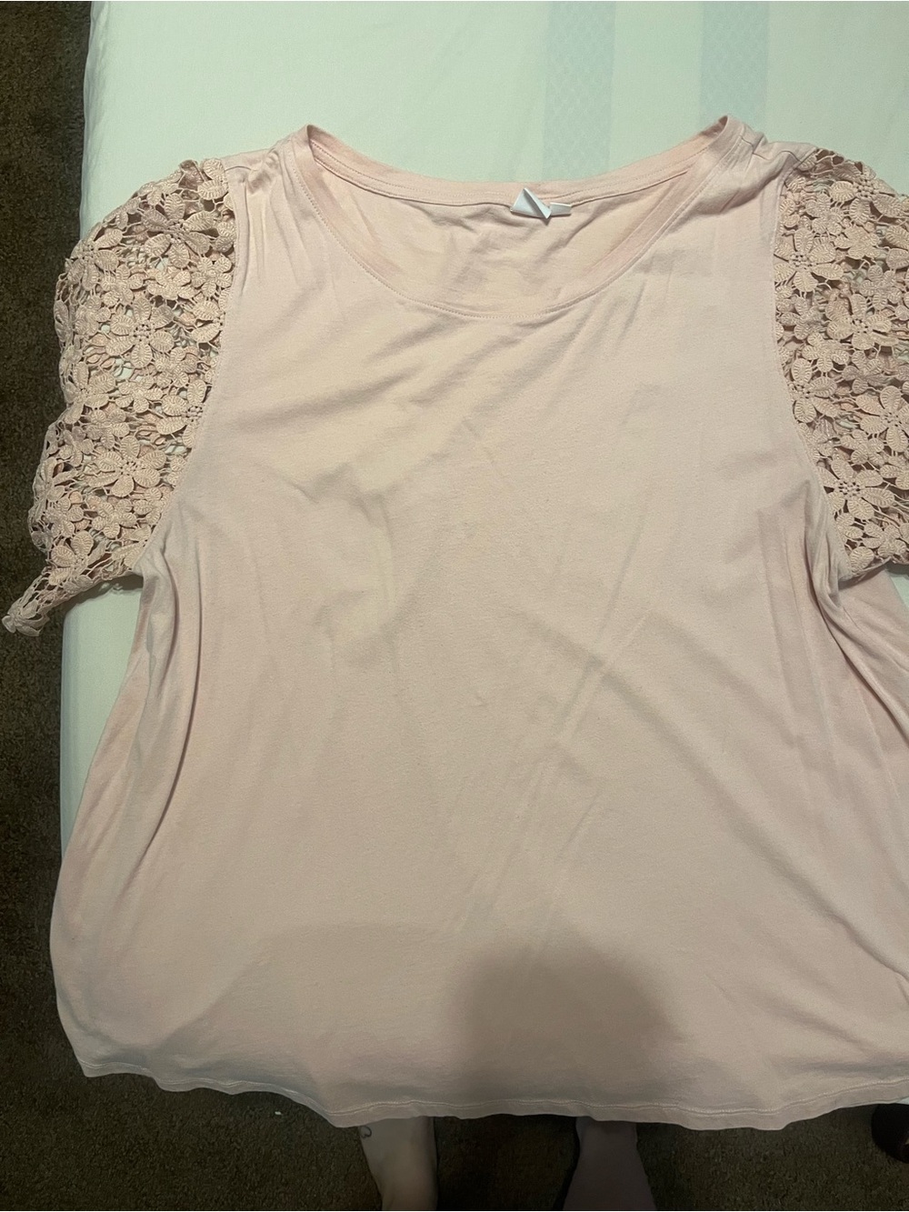 GAP Pink Crochet Sleeve Short-Sleeve Tee